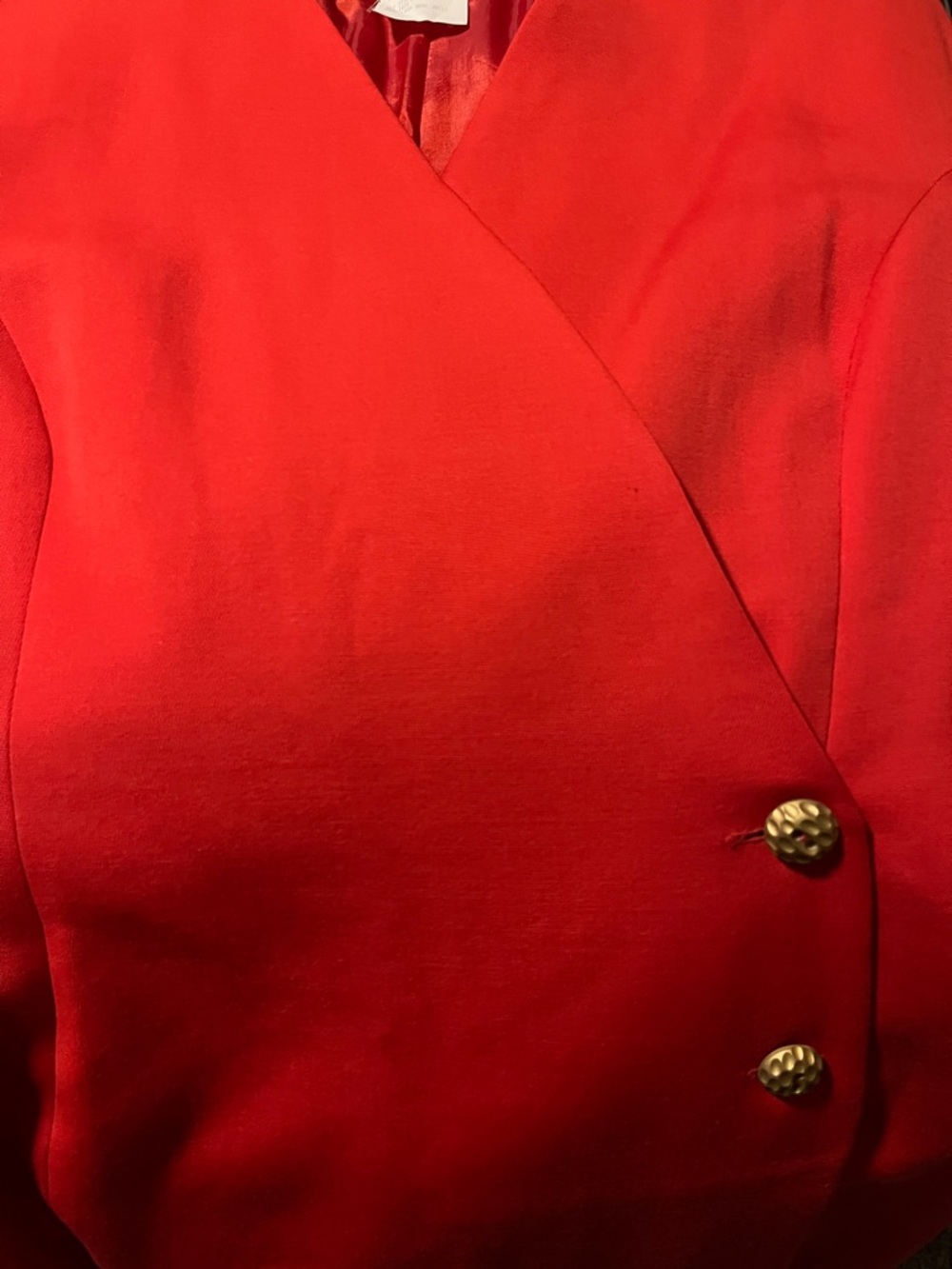 Fendi Red Long-Sleeve Wrap Dress with Gold-Tone Buttons